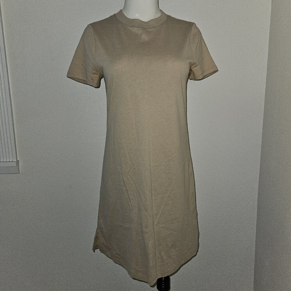 Old Navy Tan Shirt Dress Size Small Solid Brown Crew Neck